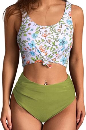 🌸Bikini .tiro alto con control de abdomen anudado MOD:2XL510