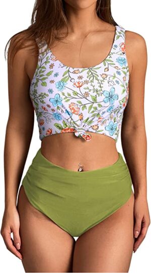 🌸Bikini .tiro alto con control de abdomen anudado MOD:2XL510