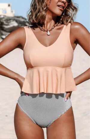 🌸Bikini .tiro alto con volantes MOD:2XL58 - Imagen 5