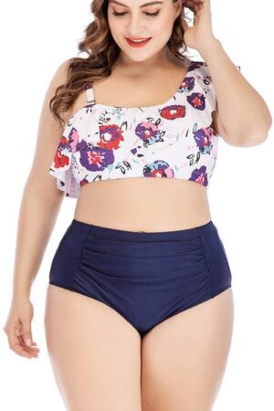 🌸Bikini .tiro alto con control de abdomen volantes MOD:4XL40