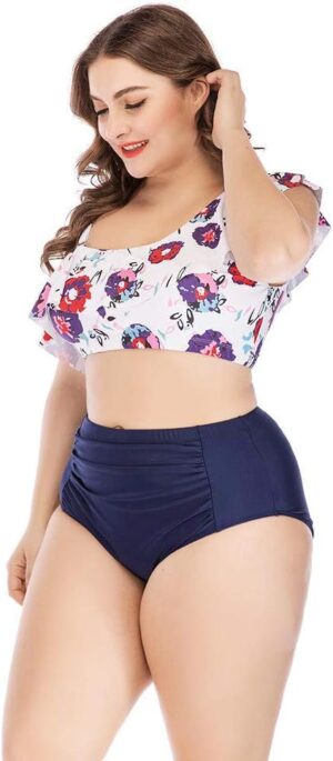 🌸Bikini .tiro alto con control de abdomen volantes MOD:4XL40 - Imagen 3