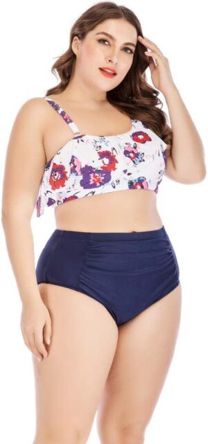 🌸Bikini .tiro alto con control de abdomen volantes MOD:4XL40 - Imagen 4