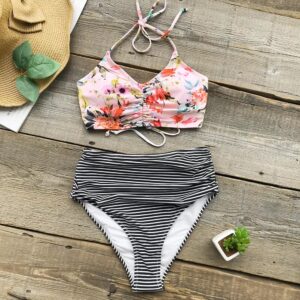 🌸Bikini tiro alto con control de abdomen halter MOD:CH411 - Imagen 4