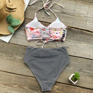 🌸Bikini tiro alto con control de abdomen halter MOD:CH411 - Imagen 5