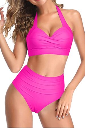 🌸Bikini tiro alto con control de abdomen halter MOD:CH460