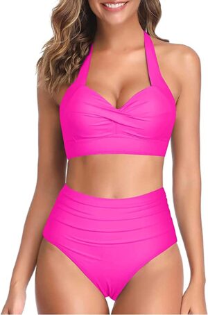 🌸Bikini tiro alto con control de abdomen halter MOD:CH460 - Imagen 5