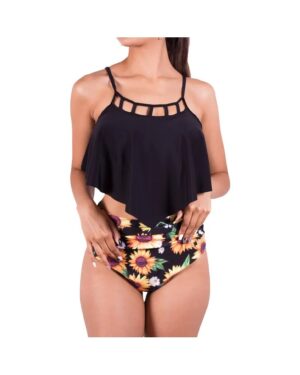 🌸Bikini tiro alto con control de abdomen con volantes largos MOD:CH500 - Imagen 3