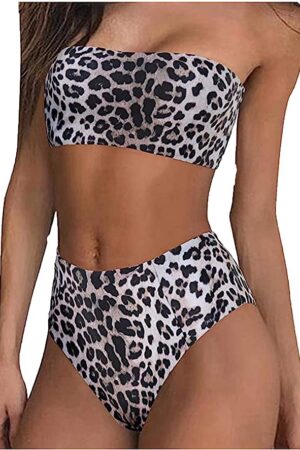 🌸Bikini tiro alto strapless animal print MOD:CH511