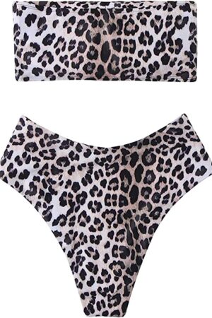 🌸Bikini tiro alto strapless animal print MOD:CH511