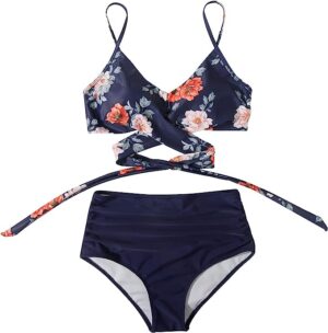 🌸Bikini tiro alto con control de abdomen criss cross MOD:CH548 - Imagen 4