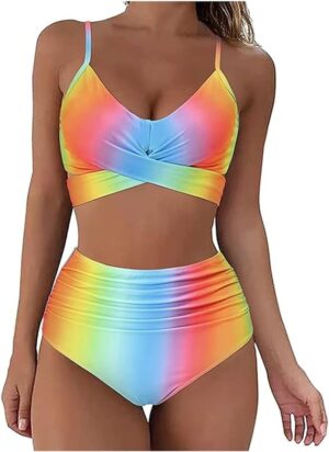 🌸Bikini tiro alto con control de abdomen criss cross MOD:CH549