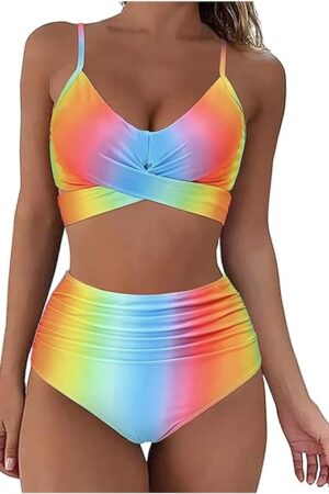 🌸Bikini tiro alto con control de abdomen criss cross MOD:CH549