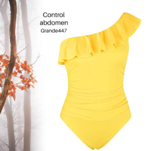 🌸Monokini con control de abdomen un hombro con volantes MOD:G447