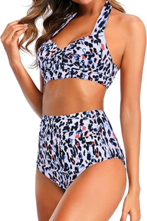 🌸Bikini tiro alto con control de abdomen halter MOD:G504