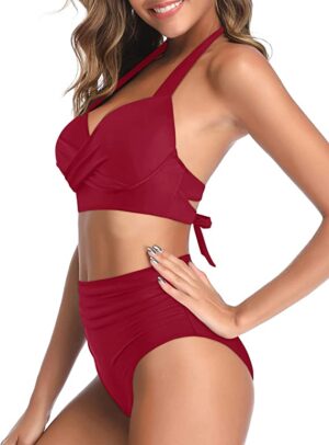 🌸Bikini tiro alto con control de abdomen halter MOD:G511 - Imagen 2