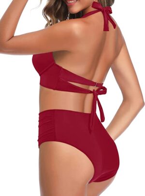 🌸Bikini tiro alto con control de abdomen halter MOD:G511 - Imagen 3