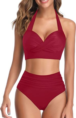 🌸Bikini tiro alto con control de abdomen halter MOD:G511 - Imagen 5