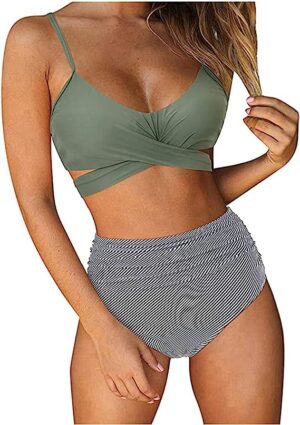 🌸Bikini tiro alto con control de abdomen criss cross MOD:G558 - Imagen 2