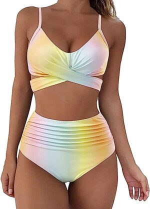 🌸Bikini tiro alto con control de abdomen criss cross MOD:G560