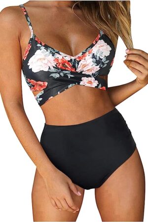 🌸Bikini tiro alto con control de abdomen criss cross MOD:G562