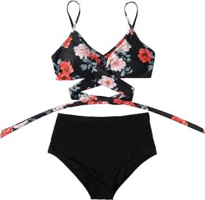 🌸Bikini tiro alto con control de abdomen criss cross MOD:G562 - Imagen 2