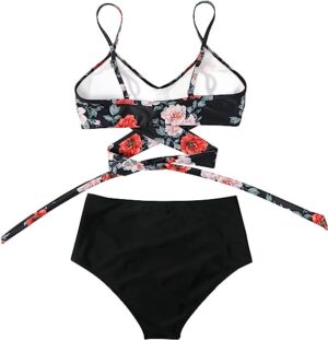 🌸Bikini tiro alto con control de abdomen criss cross MOD:G562 - Imagen 3