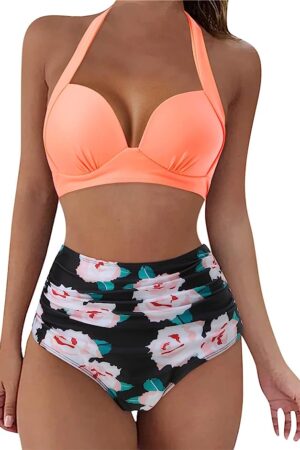 🌸Bikini tiro alto con control de abdomen halter MOD:G579