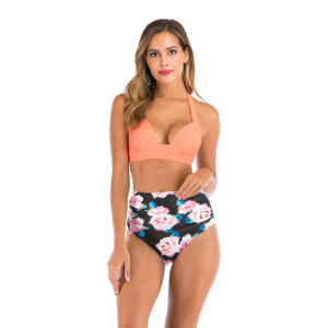 🌸Bikini tiro alto con control de abdomen halter MOD:G579 - Imagen 2