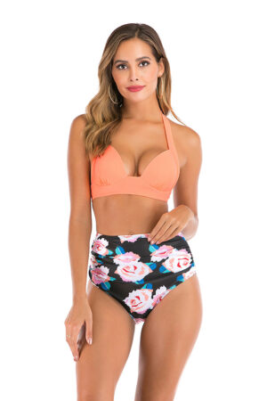 🌸Bikini tiro alto con control de abdomen halter MOD:G579