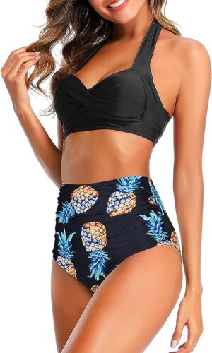 🌸Bikini tiro alto con control de abdomen halter MOD:G685 - Imagen 3