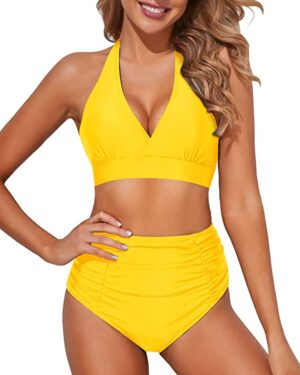 🌸Bikini tiro alto con control de abdomen halter MOD:M464 - Imagen 5