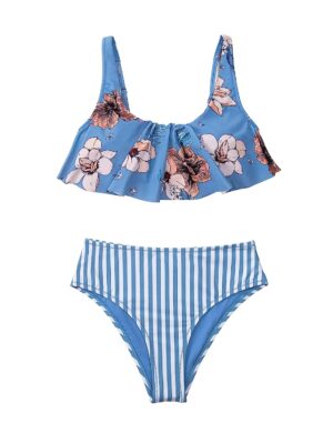 🌸Bikini tiro alto con volantes MOD:M514 - Imagen 4