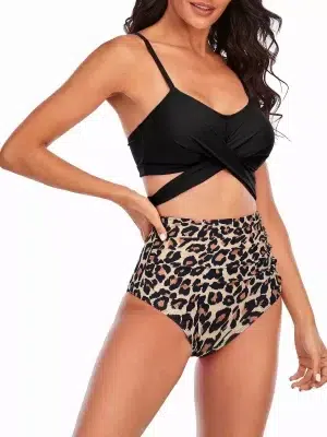 🌸Bikini tiro alto con control de abdomen criss cross MOD:M535 - Imagen 4