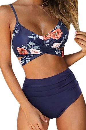 🌸Bikini tiro alto con control de abdomen criss cross MOD:M566