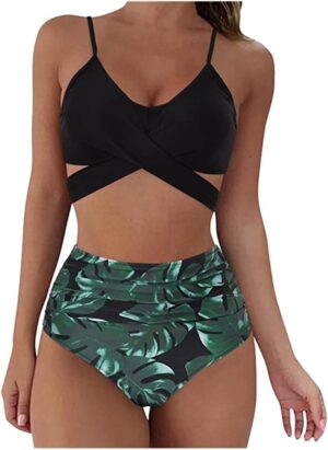 🌸Bikini tiro alto con control de abdomen criss cross MOD:M574