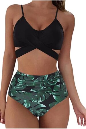 🌸Bikini tiro alto con control de abdomen criss cross MOD:M574