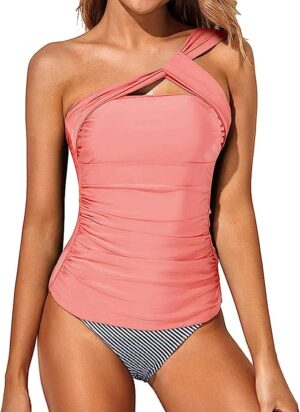 🌸Tankini bottom con control de abdomen un hombro MOD:M576 - Imagen 3