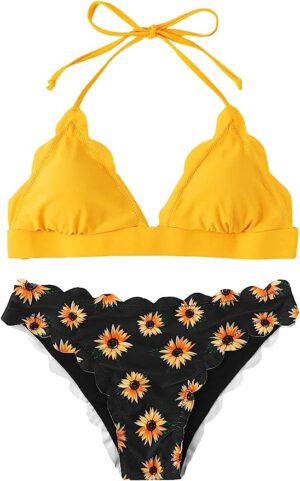 🌸Bikini halter festoneado MOD:M592