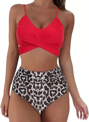 🌸Bikini tiro alto con control de abdomen criss cross MOD:M612