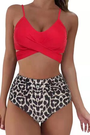 🌸Bikini tiro alto con control de abdomen criss cross MOD:M612