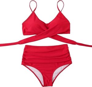 🌸Bikini tiro alto con control de abdomen criss cross MOD:M697 - Imagen 2