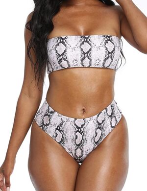 🌸Bikini .tiro alto Strapless animal print MOD:XL403 - Imagen 7