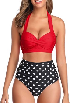 🌸Bikini .tiro alto con control de abdomen halter MOD:XL432 - Imagen 7