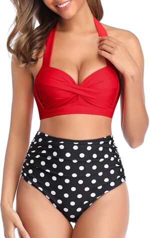 🌸Bikini .tiro alto con control de abdomen halter MOD:XL432 - Imagen 4