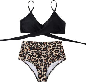 🌸Bikini .tiro alto con control de abdomen Crisscross animal print MOD:XL547 - Imagen 5