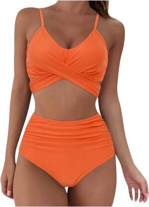 🌸Bikini tiro alto con control de abdomen criss cross MOD:G751