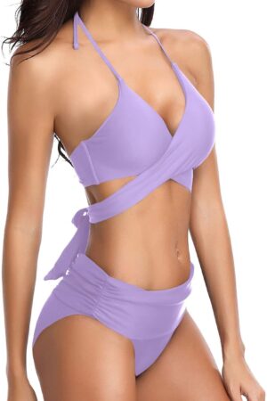 🌸Bikini tiro alto criss cross halter MOD:M735