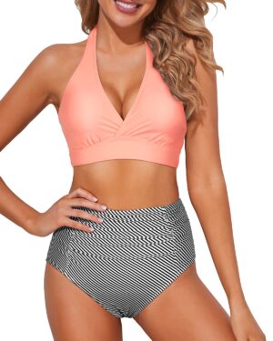 🌸Bikini .tiro alto con control de abdomen halter MOD:XL31