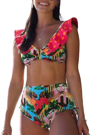 🌸Bikini .tiro alto con volantes MOD:XL646