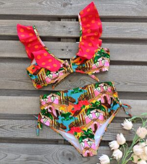 🌸Bikini .tiro alto con volantes MOD:XL646 - Imagen 3